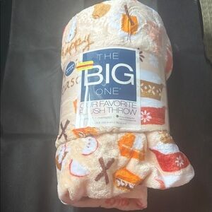 The Big One Festive Plush Throw in Cream and Orange